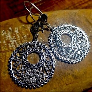 925 Sterling Large Round Filigree Earrings